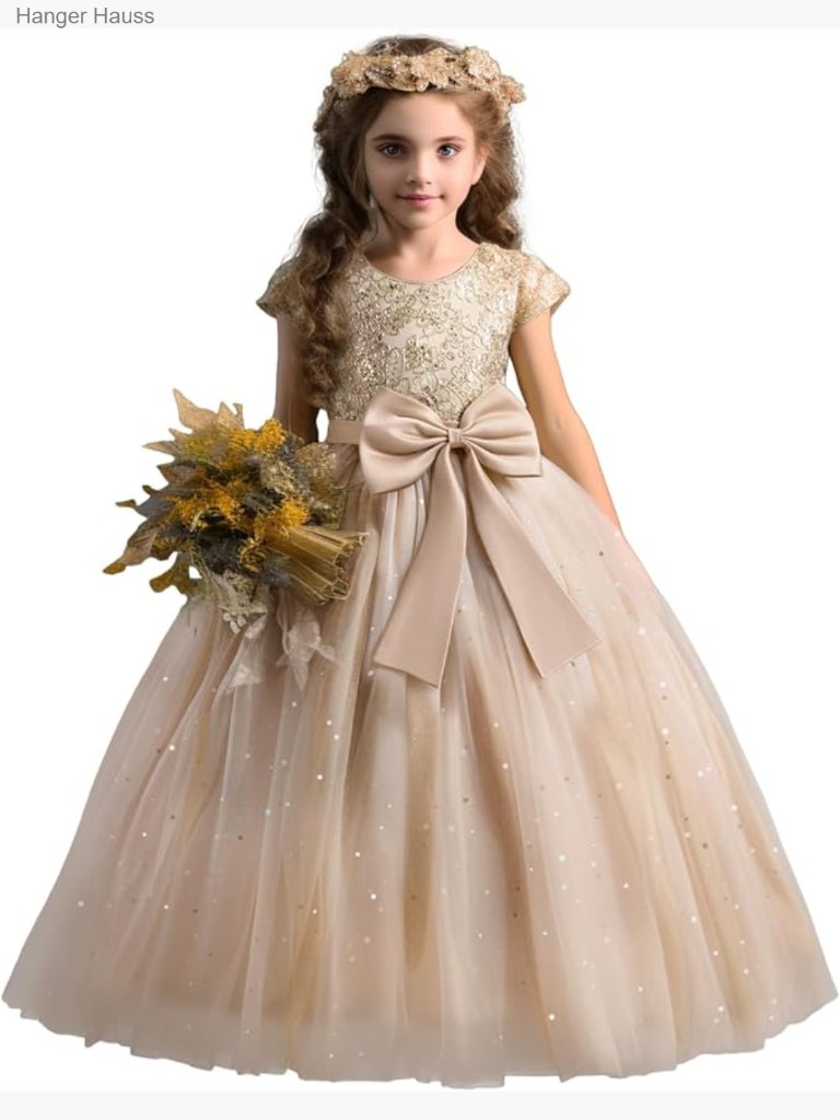 Kids Princess Flower Lace Prom Puffy Ball Gown Dress